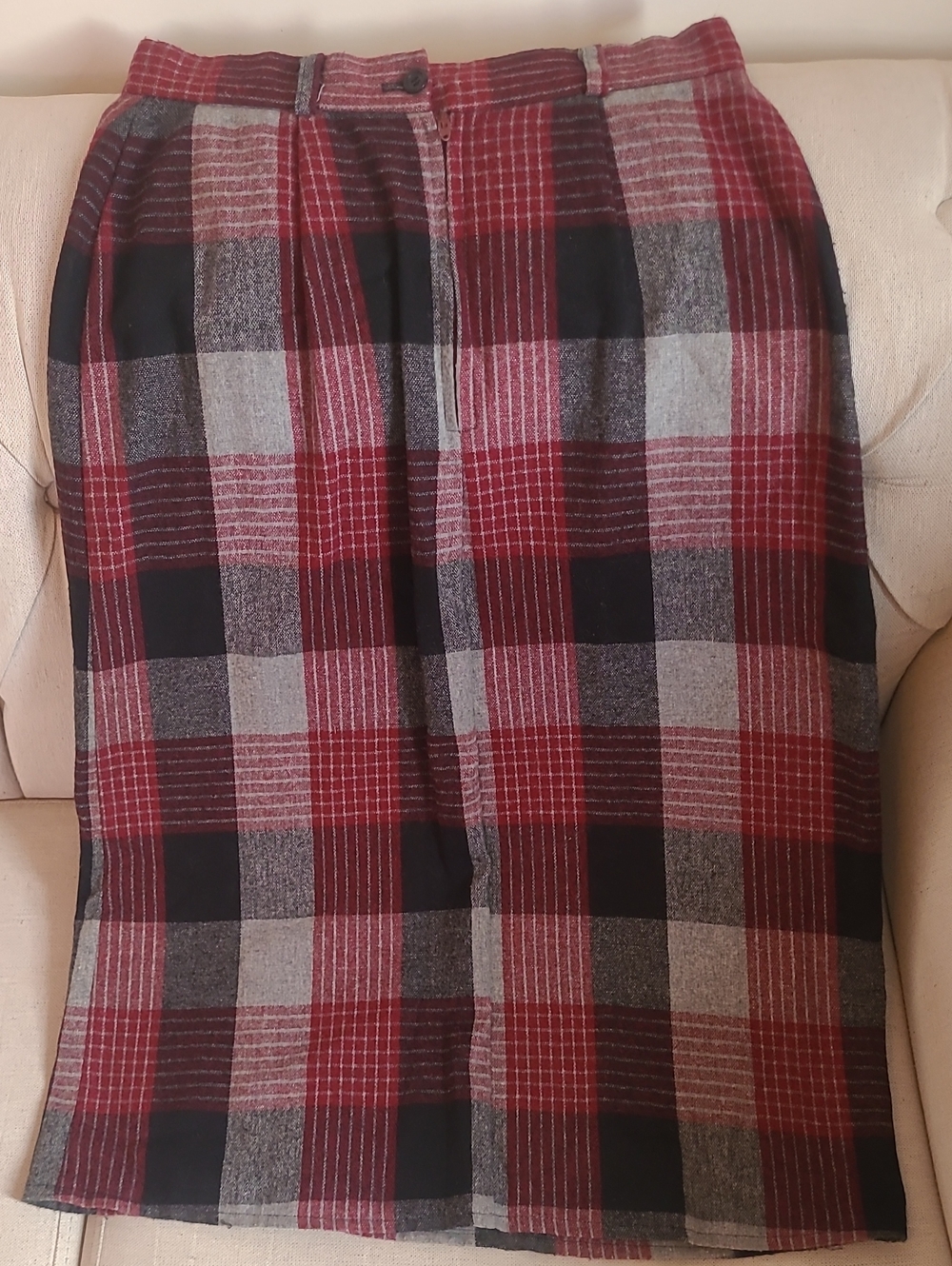 Classic Red Plaid Maxi Skirt